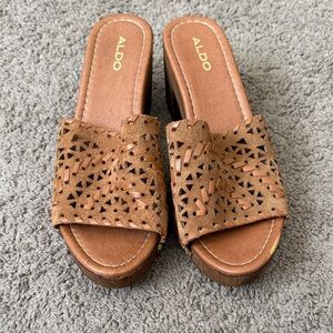 Aldo Women's Tan Perforated Mules